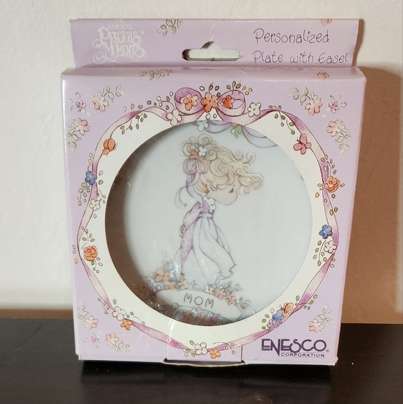 NWT Vintage Enesco Precious Moments Mom Mini Plate 1991 w/ Plastic Stand - Picture 1 of 2